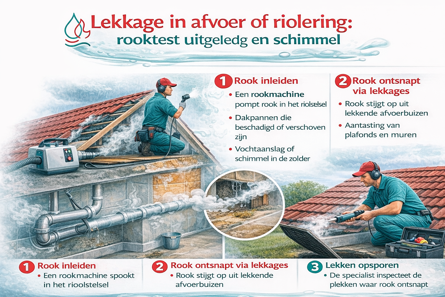 Lekkage in afvoer of riolering: rooktest uitgelegd