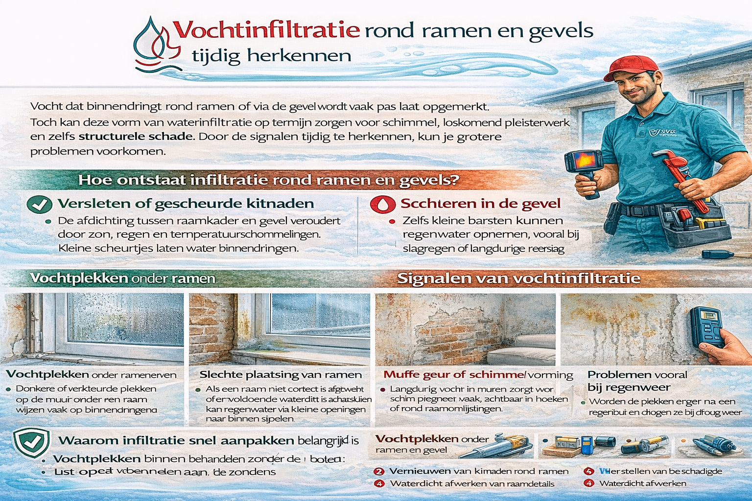 Lekkage rond ramen/gevel: infiltratie herkennen en gericht oplossen
